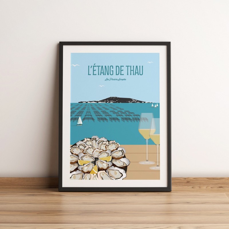 Affiche de l'Etang de Thau, ses parcs a huitres et Sète à l'horizon. Ramenez un peu de douceur dans votre intérieur. Affiche de l'Etang de Thau, ses parcs a huitres et Sète à l'horizon. Ramenez un peu de douceur dans votre intérieur.