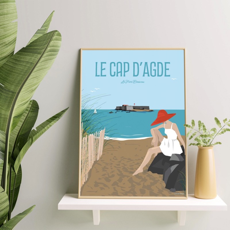 Affiche du Cap d'Agde avec vue du Fort Brescou par Mistral et Tramontane Affiche du Cap d'Agde avec vue du Fort Brescou par Mistral et Tramontane