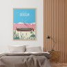 Affiche de Gruissan les salins. Une belle balade à faire, au milieu des roses et des blancs naturels. Une déco colorée.