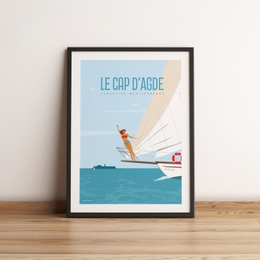 Affiche du Cap d'Agde, imprimée en France.