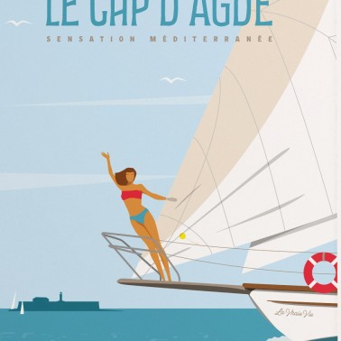 Affiche du Cap d'Agde, imprimée en France.