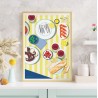 Une belle table d'apéro illustrée par Mistral et Tramontane. Dominance de couleurs vives : jaune, bleu, rouge.