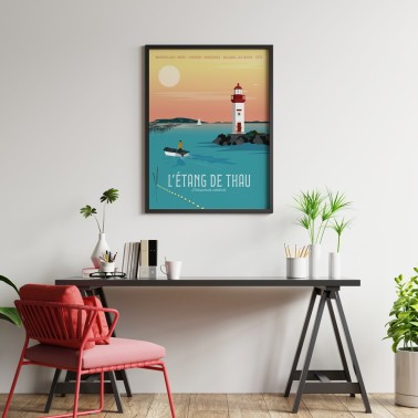 Nouvelle affiche de L'Etang de Thau, avec vue sur le Mont Saint Clair de Sète au levé du jour.