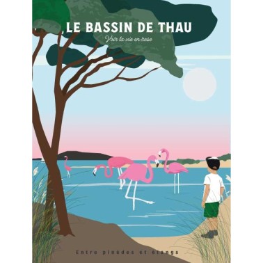 Affiche de l'Etang de Thau et ses flamants roses par Mistral et Tramontane